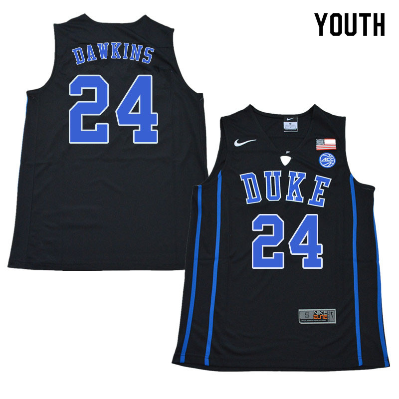 2018 Youth #24 Johnny Dawkins Duke Blue Devils College Basketball Jerseys Sale-Black